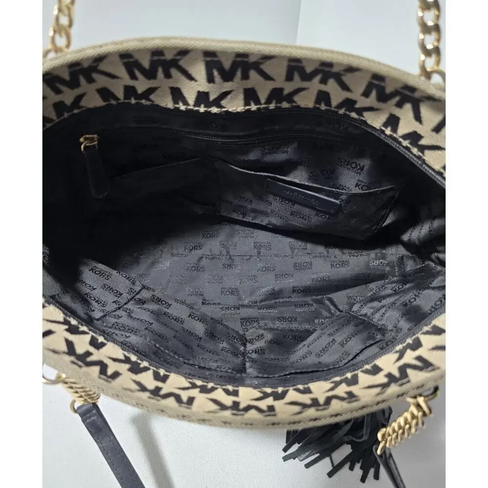 Michael Kors Jet Set EW Tassel Chain Tote/$248/Beige-Black